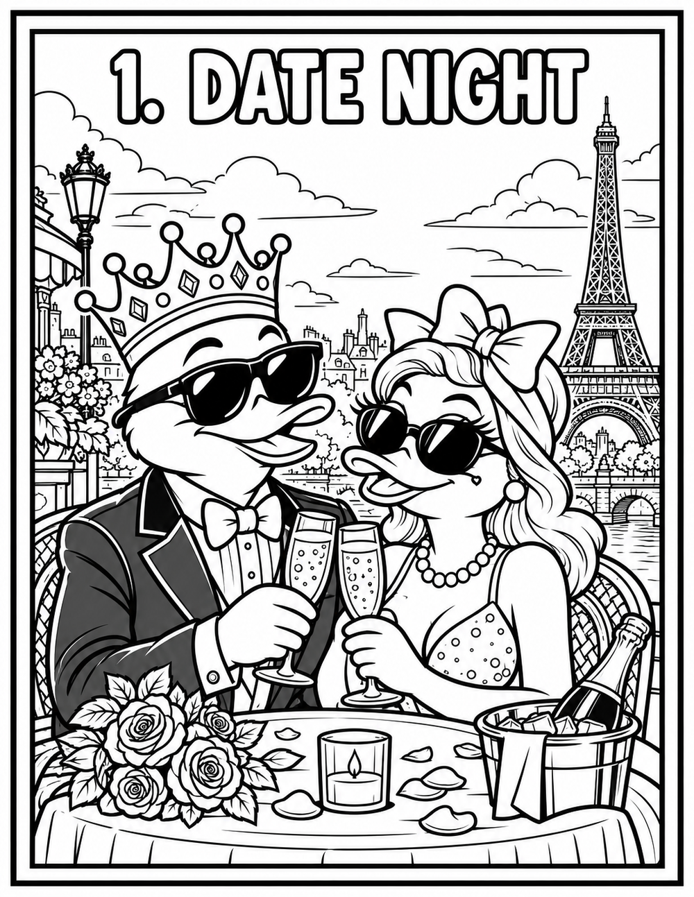 Date Night coloring page preview from GiltGiggle Daydream No. 05 Couples Edition