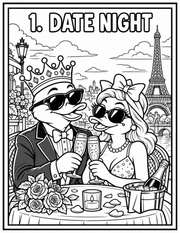 Date Night coloring page preview from GiltGiggle Daydream No. 05 Couples Edition