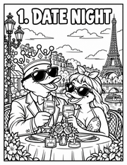 Preview of the free Date Night coloring page from Giltgiggle Daydream No. 05 Couples Edition