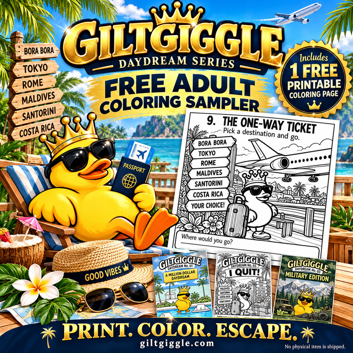 GiltGiggle free adult coloring sampler - The One-Way Ticket